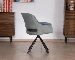 Clearance Lot de 2 fauteuils de repas contemporains en tissu bi texture bleu
