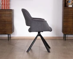 Clearance Lot de 2 fauteuils de repas contemporains pivotants sur pied métal noir 