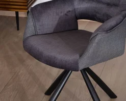 Clearance Lot de 2 fauteuils de repas contemporains pivotants sur pied métal noir 