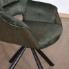 Hot Lot de 2 fauteuils de repas enveloppants en tissu bi texture vert "Chilko" avec pied pivotant en métal noir Chaise