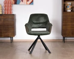 Hot Lot de 2 fauteuils de repas enveloppants en tissu bi texture vert