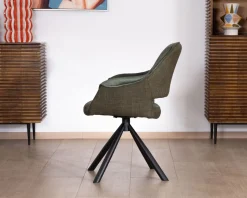 Hot Lot de 2 fauteuils de repas enveloppants en tissu bi texture vert