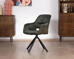 Hot Lot de 2 fauteuils de repas enveloppants en tissu bi texture vert