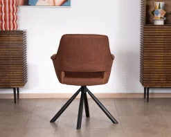 Clearance Lot de 2 fauteuils de repas pivotants en tissu bi texturé cuivré "Chilko" esprit rétro Chaise