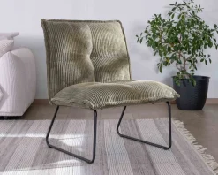 Best Lot de 2 fauteuils sans accoudoirs en velours cotelé kaki "Calvin" Fauteuil