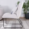 Sale Lot de 2 fauteuils sans accoudoirs en velours côtelé blanc "Calvin" pieds métal Fauteuil