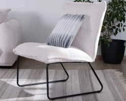 Sale Lot de 2 fauteuils sans accoudoirs en velours côtelé blanc