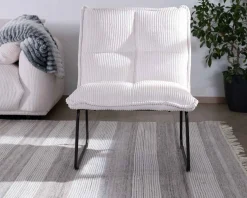 Sale Lot de 2 fauteuils sans accoudoirs en velours côtelé blanc