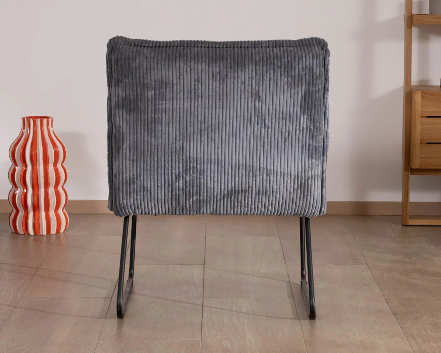 Outlet Lot de 2 fauteuils sans accoudoirs en velours cotelé gris "Calvin" Fauteuil