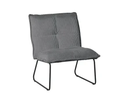Outlet Lot de 2 fauteuils sans accoudoirs en velours cotelé gris