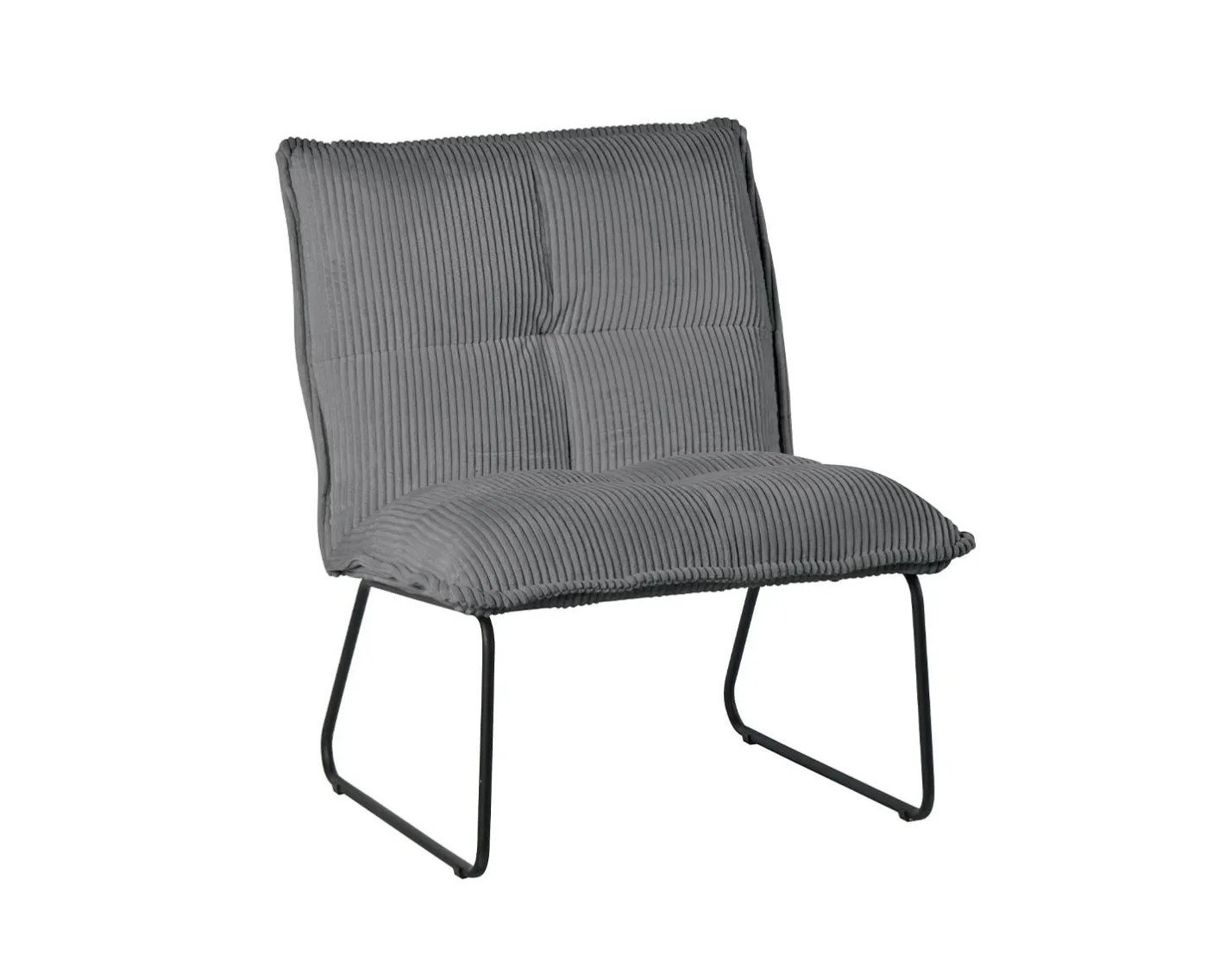 Outlet Lot de 2 fauteuils sans accoudoirs en velours cotelé gris "Calvin" Fauteuil