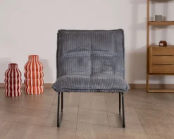 Outlet Lot de 2 fauteuils sans accoudoirs en velours cotelé gris