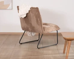 Hot Lot de 2 fauteuils sans accoudoirs en velours côtelé camel 