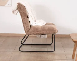 Hot Lot de 2 fauteuils sans accoudoirs en velours côtelé camel 