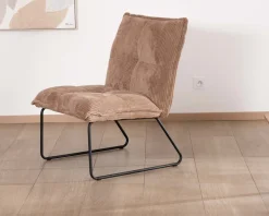 Hot Lot de 2 fauteuils sans accoudoirs en velours côtelé camel 