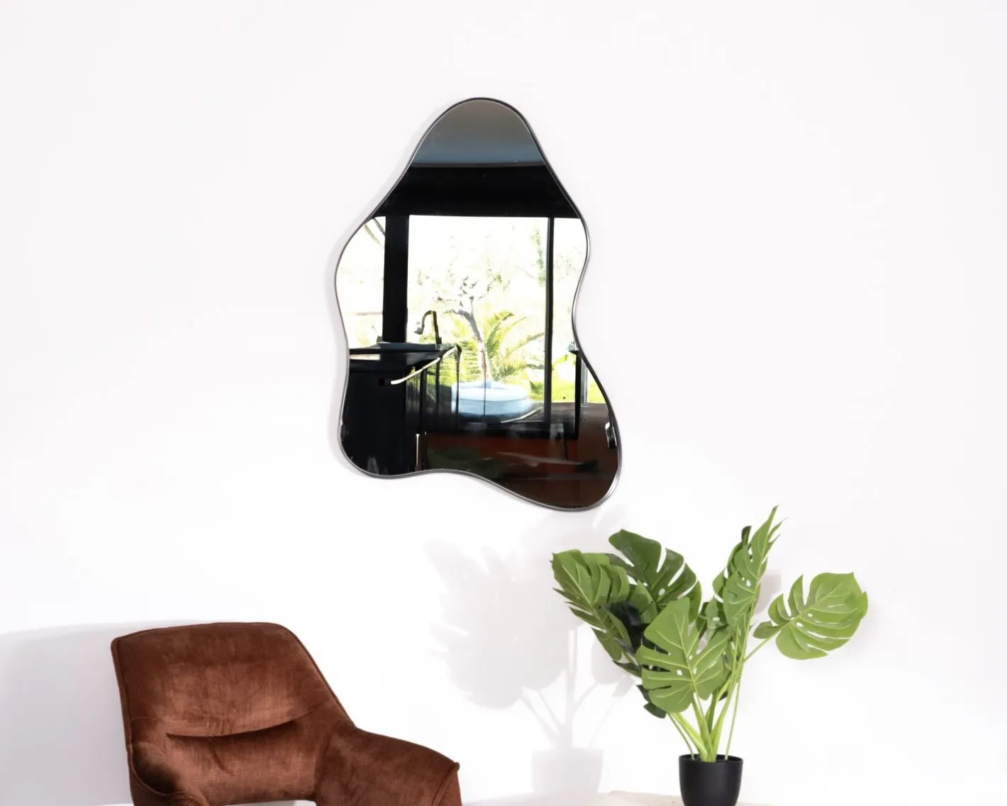 Outlet Lot de 2 miroirs forme naturelle avec encadrement en métal noir "Patras" Miroir Et Psyché|Décoration