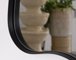 Outlet Lot de 2 miroirs forme naturelle avec encadrement en métal noir