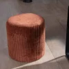 Sale Lot de 2 petits poufs couleur rouille en velours côtelé "Snaw" diamètre 35 cm Décoration