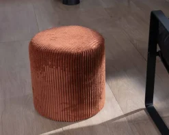 Sale Lot de 2 petits poufs couleur rouille en velours côtelé "Snaw" diamètre 35 cm Décoration
