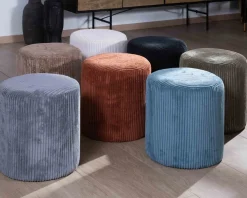 Discount Lot de 2 petits poufs ronds en velours blanc