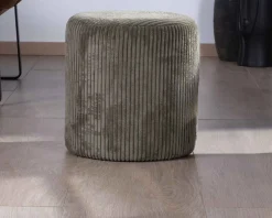 Outlet Lot de 2 petits poufs ronds en velours côtelé kaki "Snaw" diamètre 35 cm Décoration