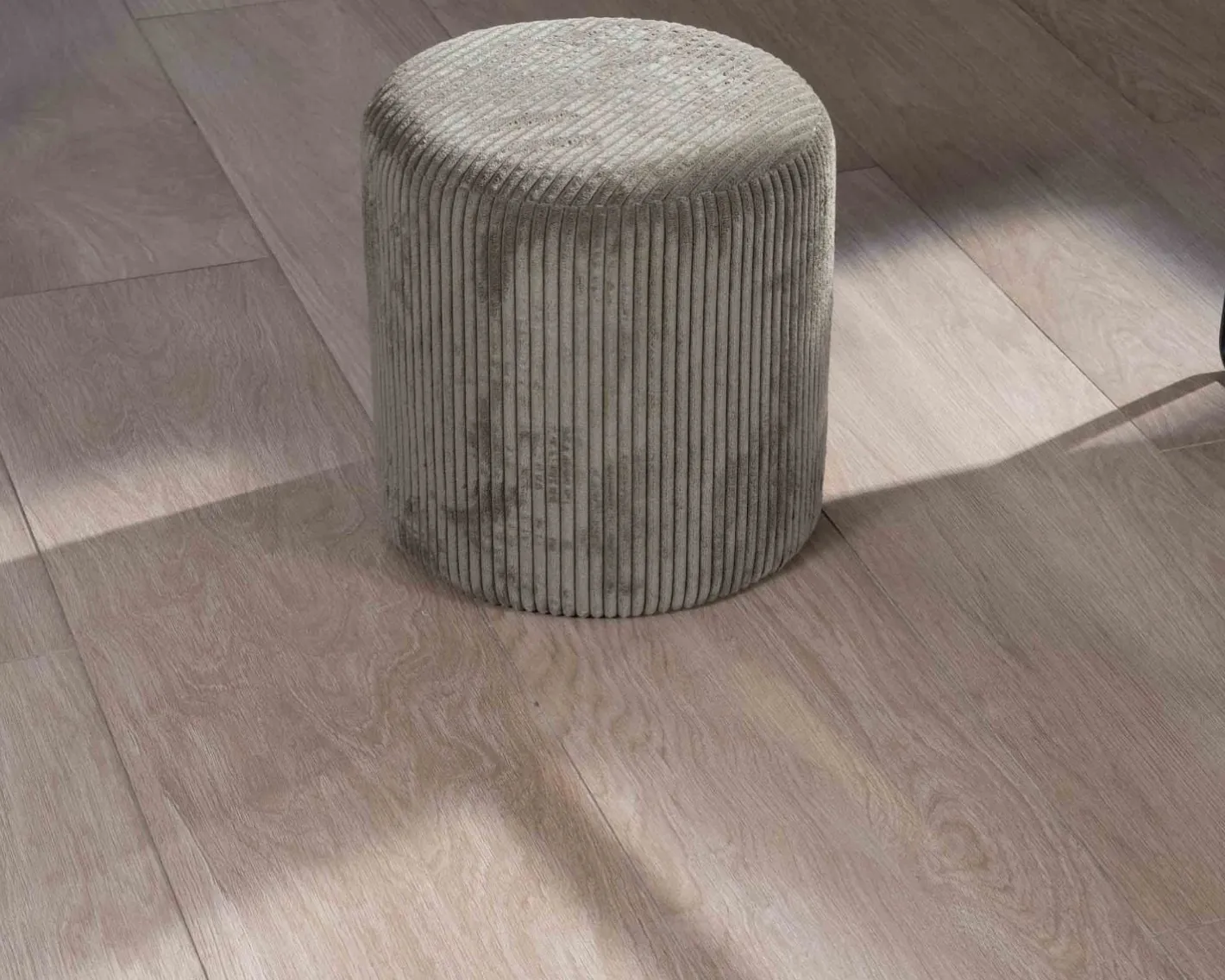 Outlet Lot de 2 petits poufs ronds en velours côtelé kaki "Snaw" diamètre 35 cm Décoration