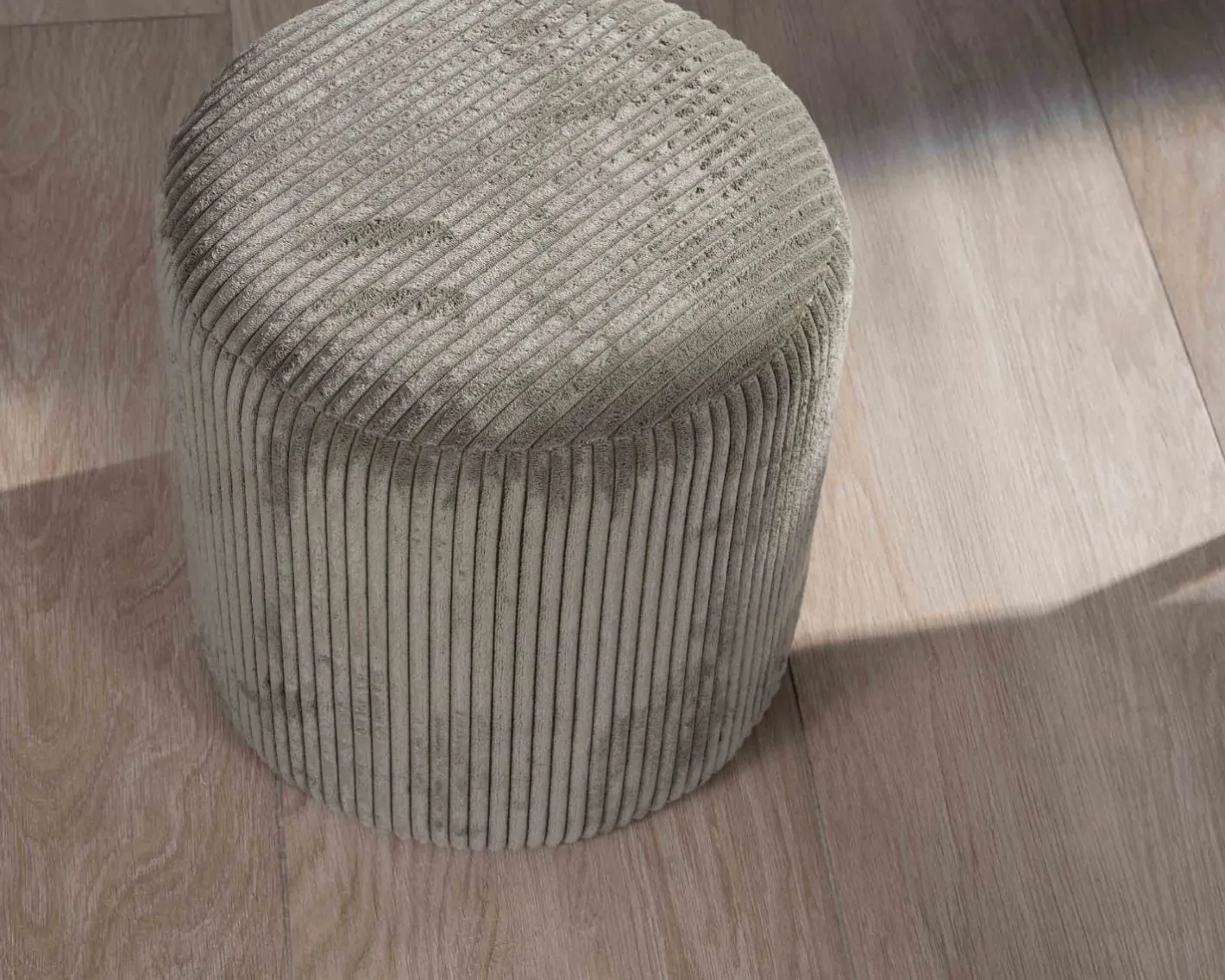 Outlet Lot de 2 petits poufs ronds en velours côtelé kaki "Snaw" diamètre 35 cm Décoration