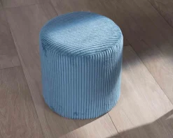 Hot Lot de 2 poufs bleu pétrole en velours côtelé "Snaw" diamètre 35 cm Décoration