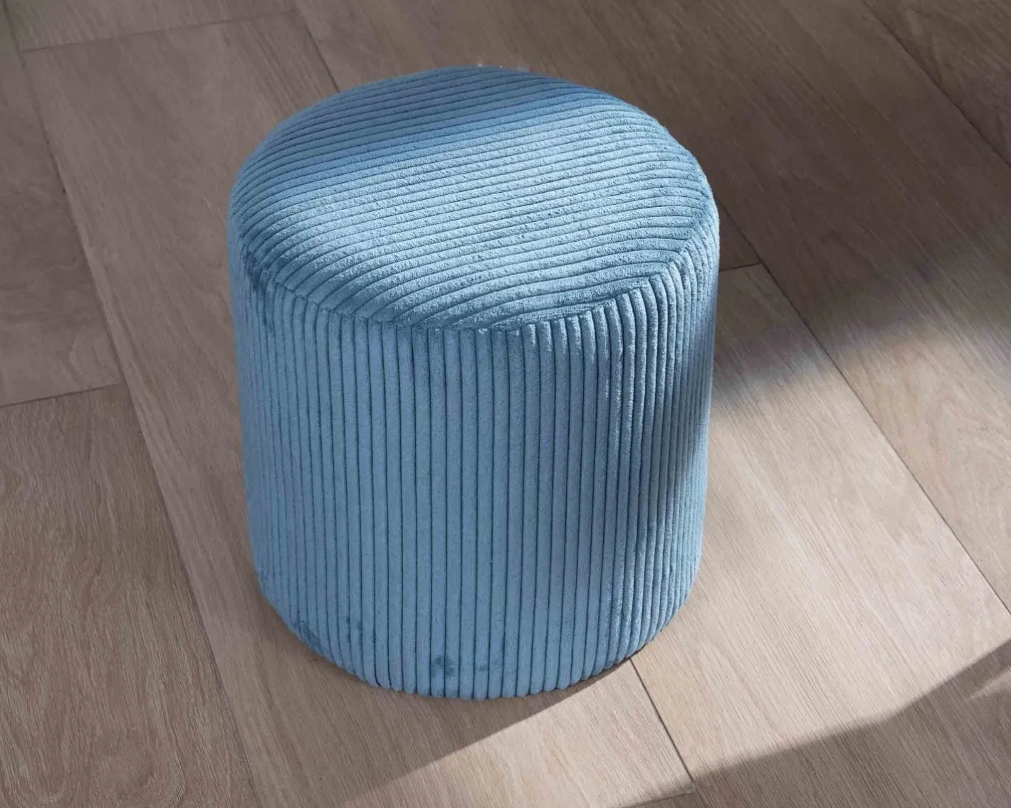 Hot Lot de 2 poufs bleu pétrole en velours côtelé "Snaw" diamètre 35 cm Décoration