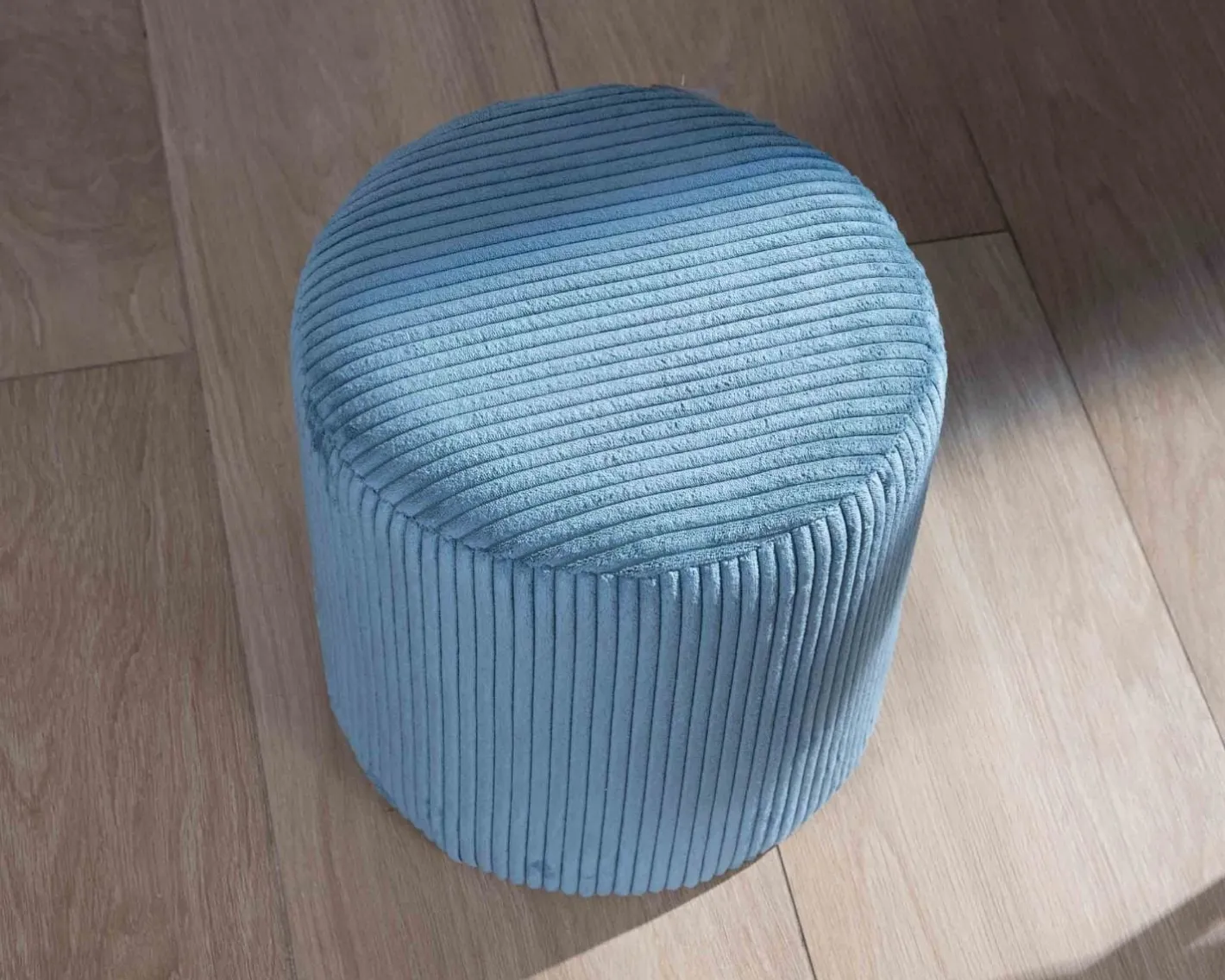 Hot Lot de 2 poufs bleu pétrole en velours côtelé "Snaw" diamètre 35 cm Décoration