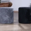Clearance Lot de 2 poufs noirs en velours côtelé "Snaw" diamètre 35 cm Décoration