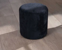 Clearance Lot de 2 poufs noirs en velours côtelé "Snaw" diamètre 35 cm Décoration