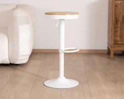 Best Lot de 2 tabourets ajustables en hauteur en métal blanc 