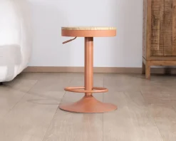 Online Lot de 2 tabourets de bar réglables en hauteur "Juo" bois et métal terracotta Tabouret De Bar