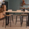 Sale Mange debout 190cm "Jaffna" style moderne bois massif et métal Table Haute Rectangulaire