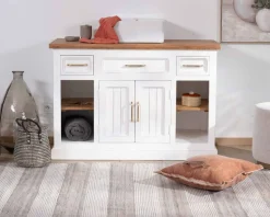 New Meuble avec vasque simple en acacia blanc 