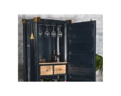 Best Meuble bar container esprit récup en métal bleu nuit et bois 