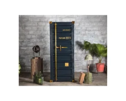 Best Meuble bar container esprit récup en métal bleu nuit et bois 