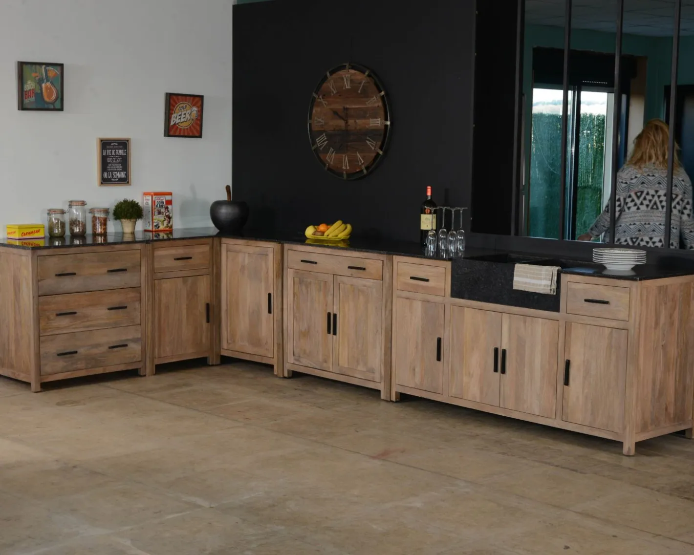 Clearance Meuble de cuisine bois massif 1 porte 1 tiroir "Grand Chef" Eléments De Cuisine