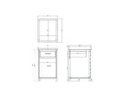 Clearance Meuble de cuisine bois massif 1 porte 1 tiroir