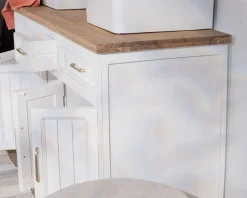 Hot Meuble de salle bain double en acacia naturel et blanc "Trégastel" Meuble Sous Vasque