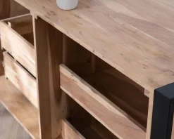 New Meuble de salle de bain bois massif et pieds métal "Montréal" 150cm Meuble Sous Vasque