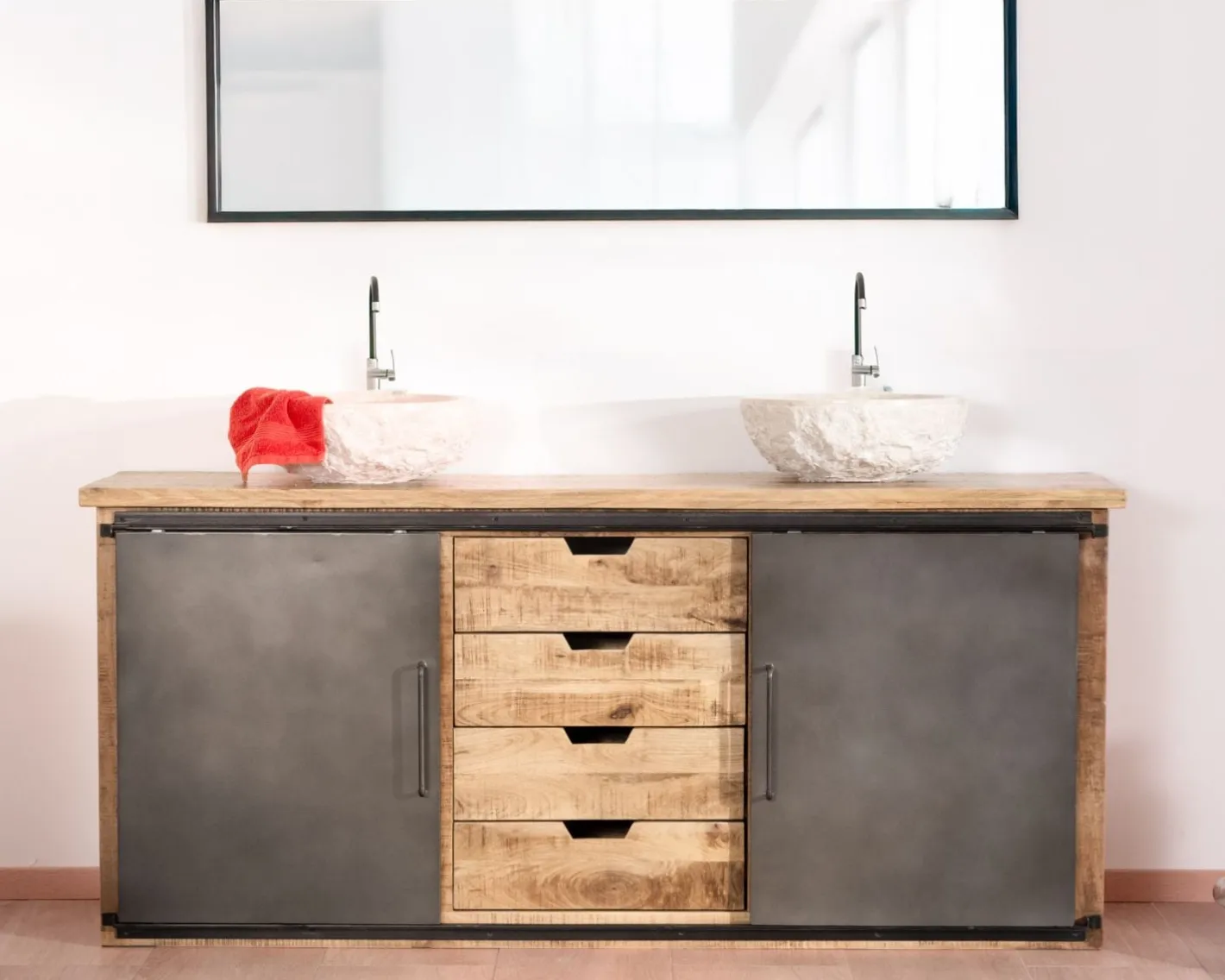 Discount Meuble de salle de bain "Caractère" 180 cm 2 vasques Meuble Sous Vasque