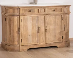 Online Meuble de salle de bain deux vasques bois et quartz 150cm "Églantine" Meuble Sous Vasque
