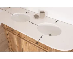 Online Meuble de salle de bain deux vasques bois et quartz 150cm 
