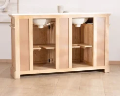 Online Meuble de salle de bain deux vasques bois et quartz 150cm 