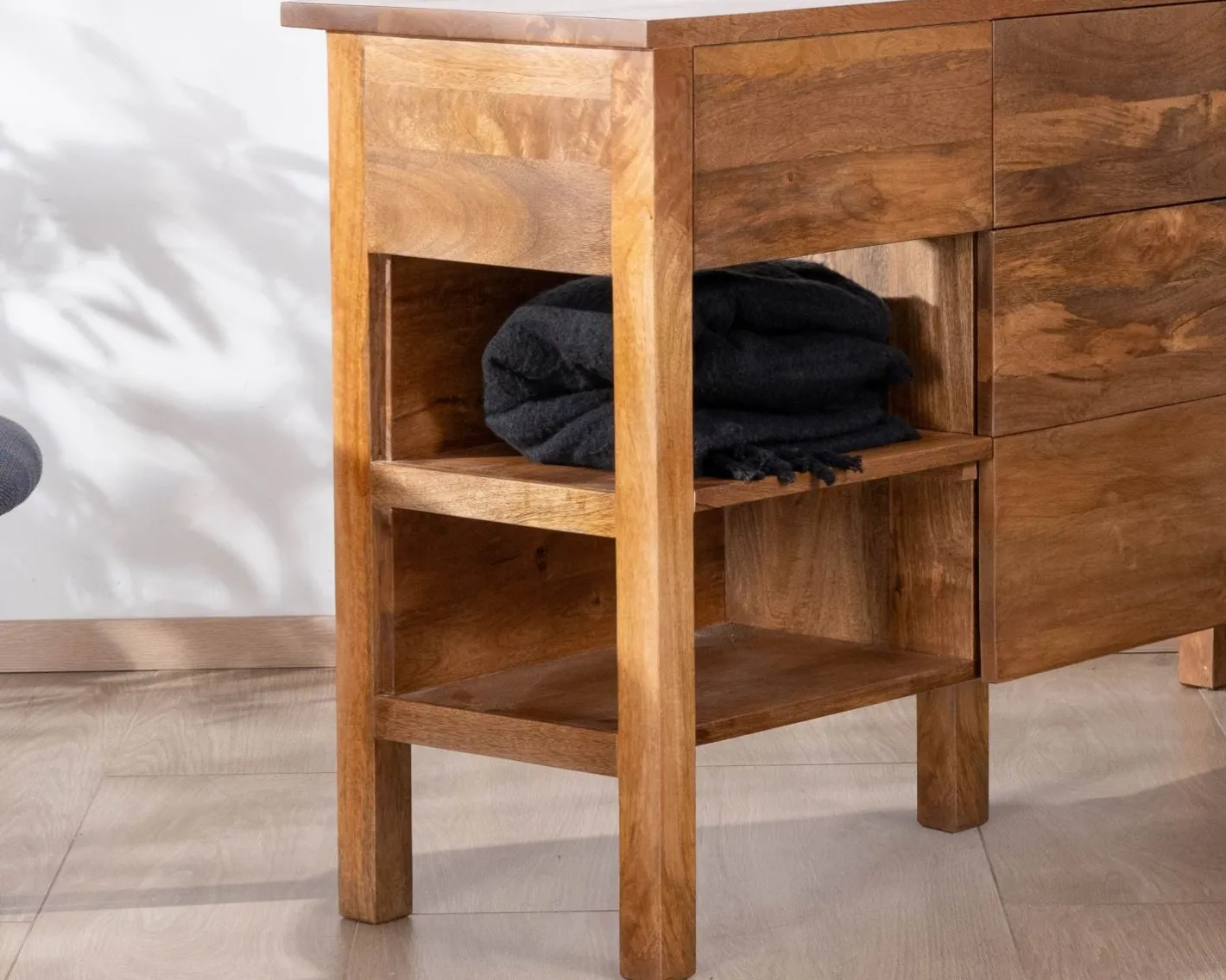 Best Meuble de salle de bain double en manguier foncé 140 cm avec niches et tiroirs "Kahiko" Meuble Sous Vasque