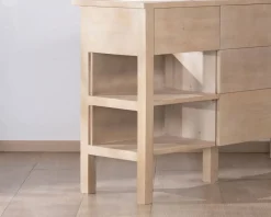 Sale Meuble de salle de bain double en manguier blanchi 140 cm avec niches et tiroirs