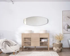 Sale Meuble de salle de bain double en manguier blanchi 140 cm avec niches et tiroirs