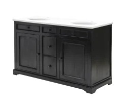Best Meuble de salle de bain noir dessus quartz blanc "Elégance" Meuble Sous Vasque